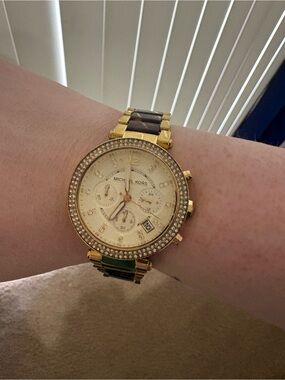 Michael Kors Gold-Tone Crystal Bracelet Watch